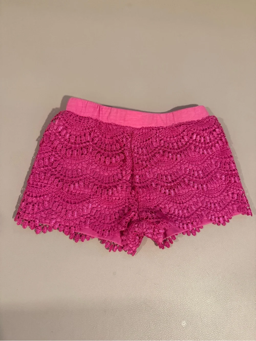 Gymboree Teal Bubble Shorts and Hot Pink Crochet Shorts